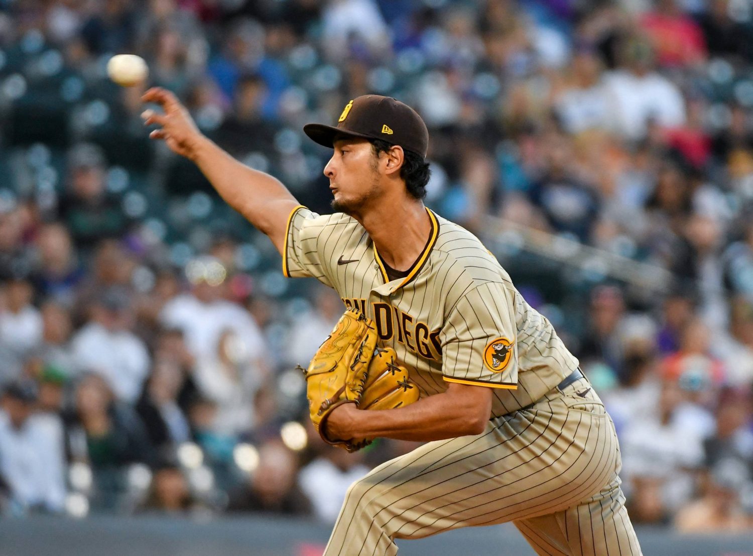 San Diego Padres pitcher Yu Darvish throws a bullpen session