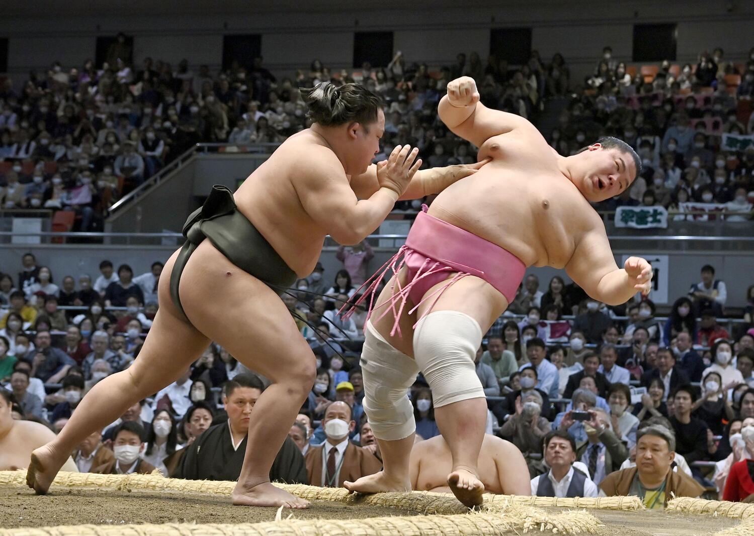 Midorifuji Topples Flying Monkey Tobizaru to Stay in Sole Lead at Spring  Basho